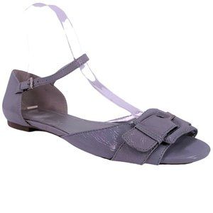 UNISA Blue/Gray Patent Leather Ankle Strap D'Orsay Flats Peep Toe Size 8.5